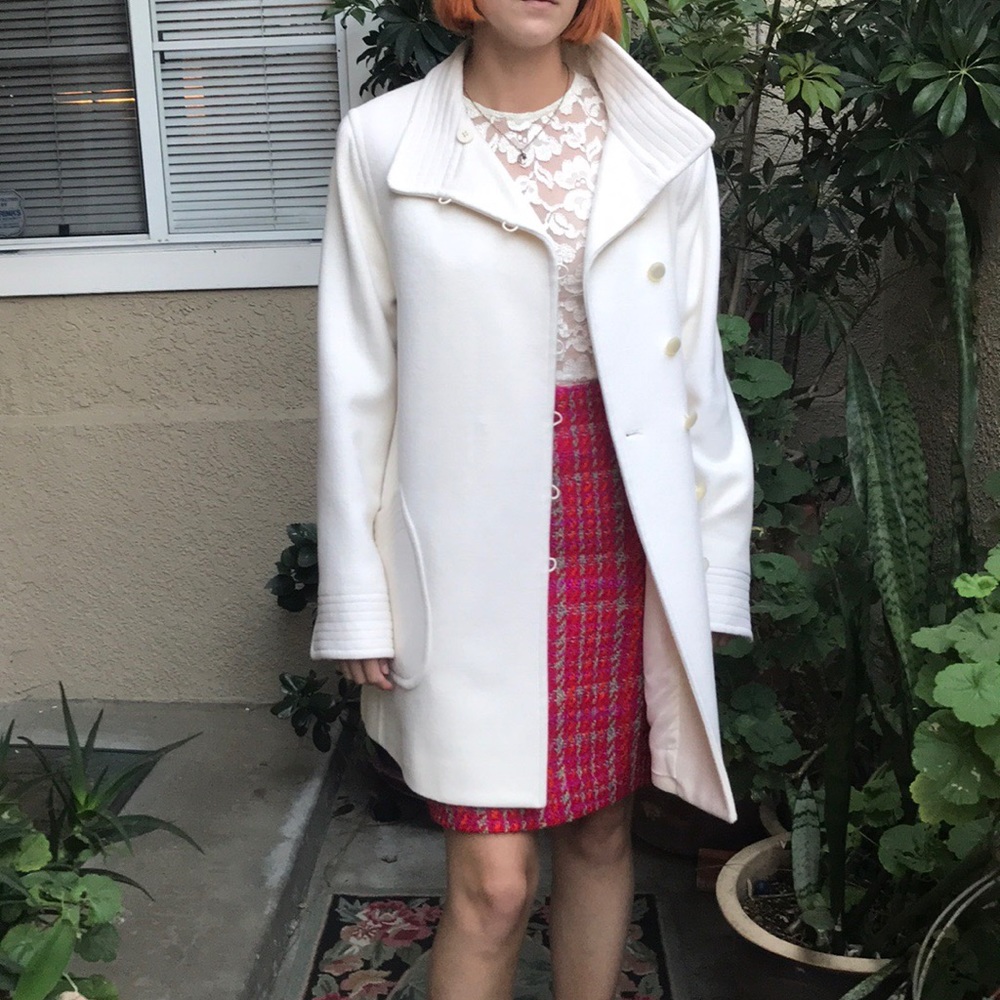 Cream Oscar De La Renta wool coat